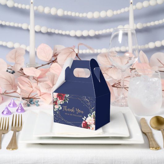 Ballotins Rose Rouge & Or Floral Aquarelle V2 (Mariage)