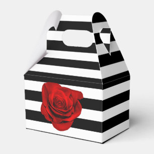 Ballotins Rose rouge sur Black White Stripe Party Favoriser