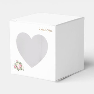 Ballotins Rose vintage Mariage Favor Box avec fenêtre Coeur