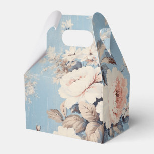 Ballotins Roses blanches sur Arrière - plan bleu rustique