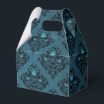 Ballotins Roses damassées gothiques sarcelle et noires<br><div class="desc">Motif damassé rustique vintage noir et turquoise avec boîte cadeau de roses aqua iridescentes idéal pour les mariages gothiques ou Halloween !</div>