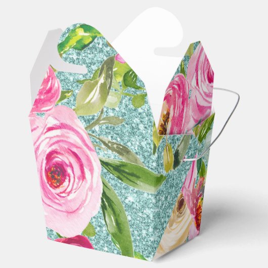 Ballotins Roses d'aquarelle en Parties scintillant Aqua Rose (Ouvert)