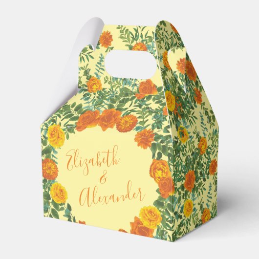 Ballotins Roses floraux de Mariage orange jaune (Verso)