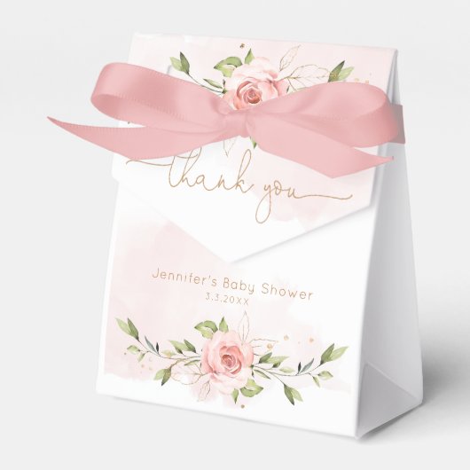 Ballotins Roses rose pâle fille baby shower Merci (Verso)