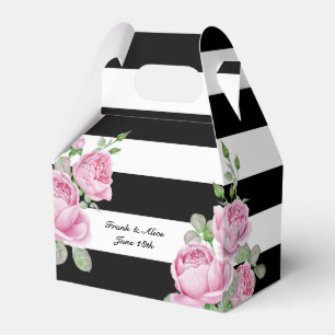 Ballotins Roses roses sur bandes noires Personnalisées
