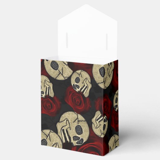 Ballotins Roses Rouges & Crânes Floral Gothique Noir Gris (Ouvert)