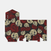 Ballotins Roses Rouges & Crânes Floral Noir Gris Gothique (Déplié)