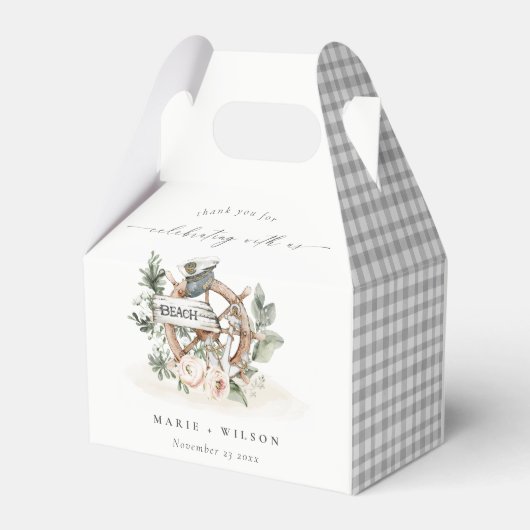 Ballotins Roue d'Ancre nautique rustique Mariage floral feui (Arrière)