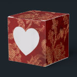 Ballotins Rouge cramoisi et or vintage damassé<br><div class="desc">Boîte à cadeau en velours cramoisi rouge vintage et or faux feuilleté à motif floral damassé.</div>
