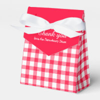 Rouge et blanc en vichy motif merci boîte cadeau