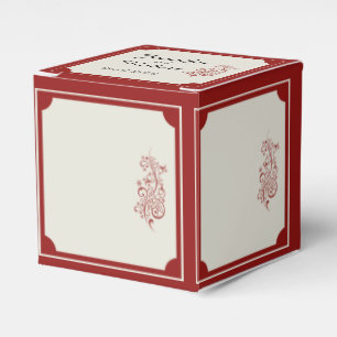 Ballotins Rouge et ivoire Filigree Bordure Mariage Favor Box