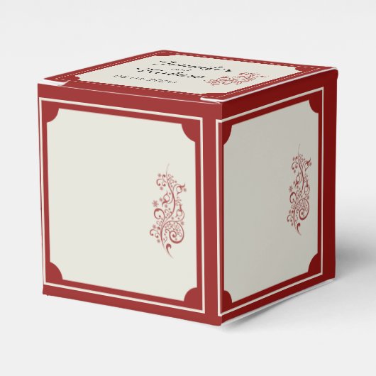 Ballotins Rouge et ivoire Filigree Bordure Mariage Favor Box (Verso)