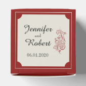 Ballotins Rouge et ivoire Filigree Bordure Mariage Favor Box (Haut)