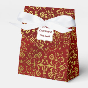 Ballotins Rouge et or Damask Tente Favoriser boîte cadeau