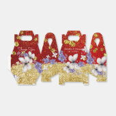 Ballotins Rouge Papillons d'or boîte de mariage Favor (Déplié)