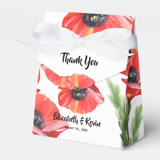 Ballotins Rouge Poppies Mariage Favor Box (Verso)