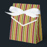 Ballotins Rouge rubis, Vert olive, Gris or<br><div class="desc">Rouge rubis,  vert olive et or rayé ballotin avec cravate ruban. Parfait pour tous les thèmes de décoration cadeau; simple/minimaliste à maximaliste en fonction des agréments supplémentaires.</div>