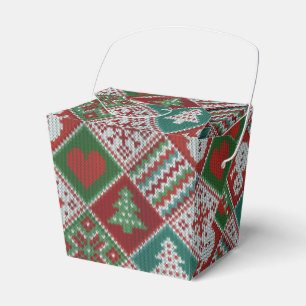 Ballotins Rouge Vert blanc Faux Knit Motif de Noël