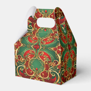 Ballotins Rouge Vert Floral Noël boîte cadeau de Noël