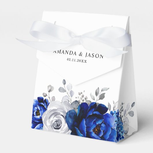 Ballotins Royal Bleu Blanc Argent Métallo Mariage Floral (Verso)