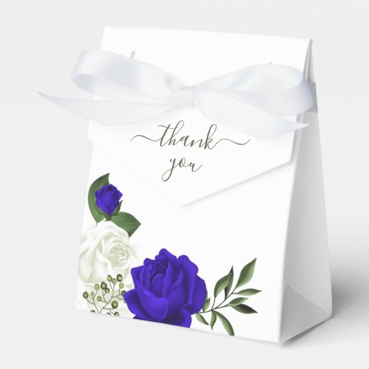 Ballotins royal bleu & blanc fleurs verdure mariage (Verso)