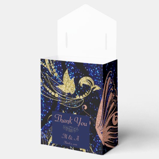 Ballotins Royal Blue Gold Butterfly Mariage Ballotin de tent (Ouvert)