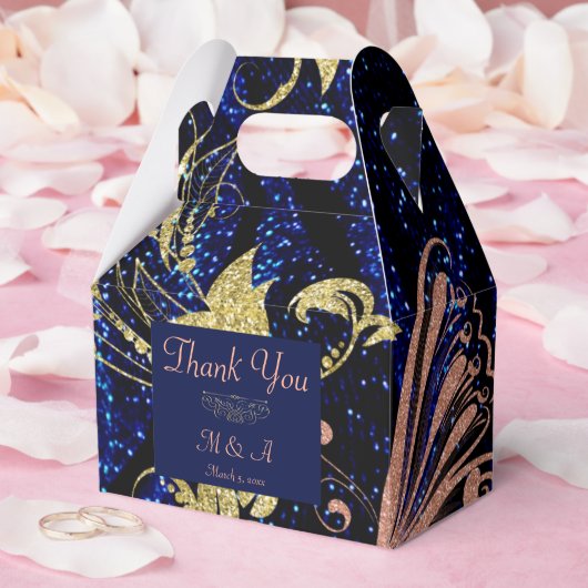 Ballotins Royal Blue Gold Butterfly Wedding Favor Box (Mariage)