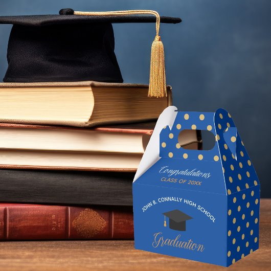 Ballotins Royal Blue Gold Graduation Polka Dot Custom Party