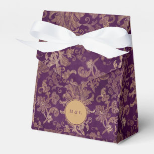 Ballotins Royal Purple Damask Monogramme Mariage Favor Box