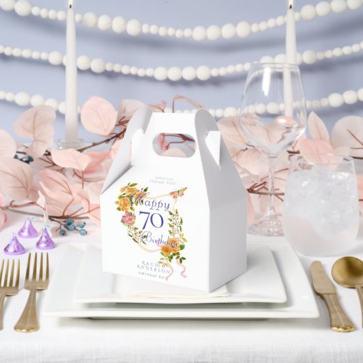 Ballotins Ruban Rose Doré 70e Anniversaire (Mariage)