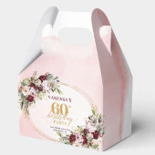 Ballotins Rustic Boho Deep Red Floral 60 Birthday Favor Box