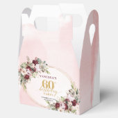 Ballotins Rustic Boho Deep Red Floral 60 Birthday Favor Box (Ouvert)