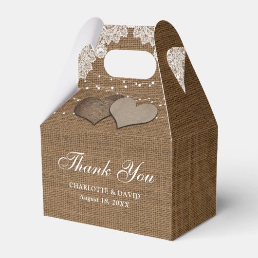 Ballotins Rustic Country Burlap Lace String Mariage (Arrière)