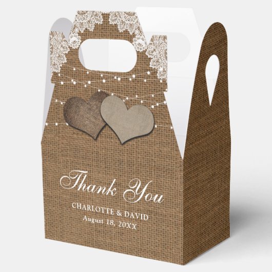 Ballotins Rustic Country Burlap Lace String Mariage (Ouvert)