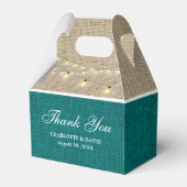 Ballotins Rustic Pays Turquoise Burlap Mariage Merci (Arrière)