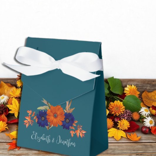 Ballotins Rustique Automne Orange Navy Bleu Floral Mariage