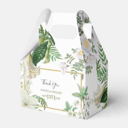 Ballotins Rustique blanc vert aquarelle Mariage or Floral (Verso)