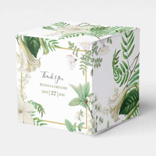 Ballotins Rustique blanc vert aquarelle Mariage or Floral (Verso)