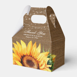 Ballotins Rustique Burlap Tournesol boîte de mariage Favor