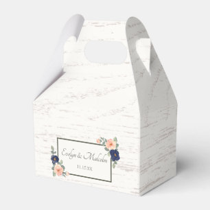 Ballotins Rustique Pays Marine Bleu et Pêcher Floral Mariage