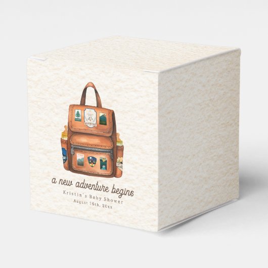 Ballotins Sac à dos aventure + Bouteilles Baby shower bois (Verso)
