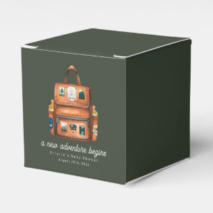 Ballotins Sac à dos + Bouteilles Baby shower bois vert