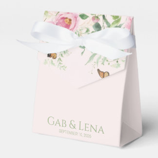 Ballotins Sac de cadeau de mariage floral rose élégant Pivoi