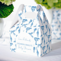 Safari bleu toile girafe baby shower monogrammé