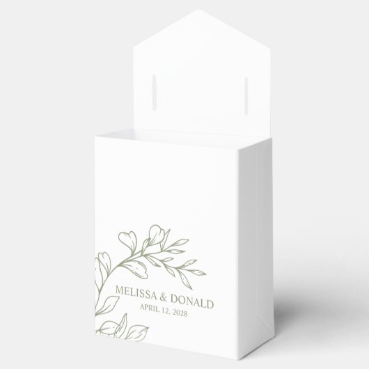 Ballotins Sage Boho Fleurs Mariage Favor Box (Ouvert)