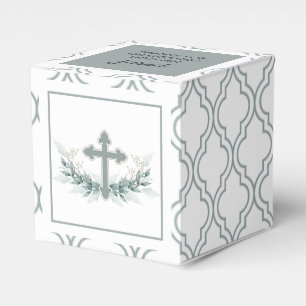 Ballotins Sage Cross on Quatrefoil Party Favor Box