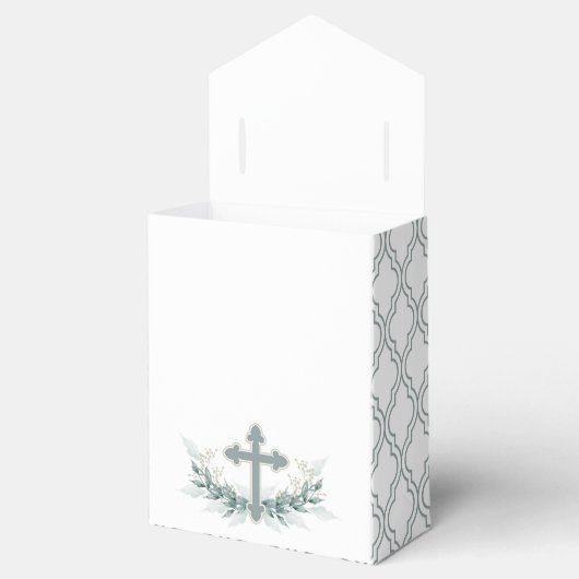 Ballotins Sage Cross on Quatrefoil Party Favor Box (Ouvert)