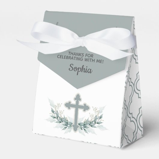 Ballotins Sage Cross on Quatrefoil Party Favor Box (Verso)