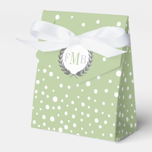 Ballotins Sage green and white polka dot pattern wedding fav (Verso)