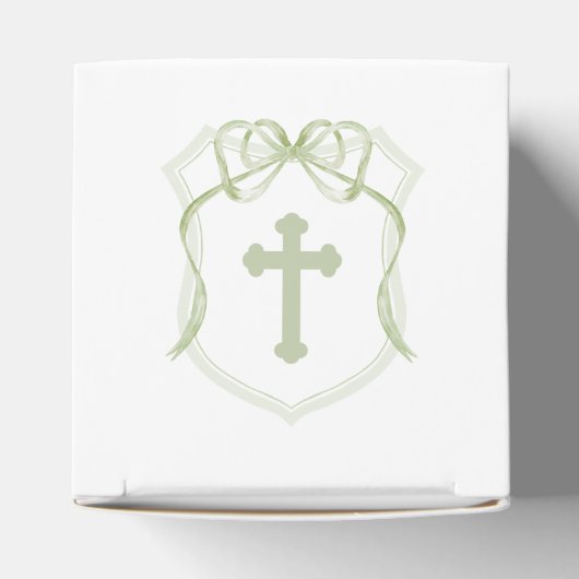 Ballotins Sage Green Bow Crest Baptiser Cube (Haut)